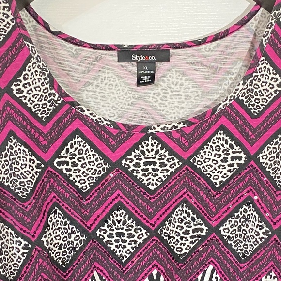 Style & Co. women’s Black,Dark red &white Sleeveless 100% Cotton Top Size XL. - Picture 3 of 6